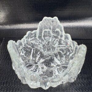 LE Smith Glass Clear Ice Candle Holder Reversible Tapers Pillar Crystal Vintage